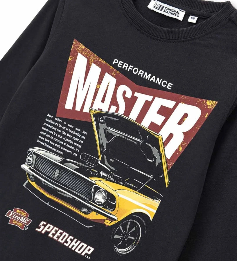 Original Marines Μπλούζα Μαύρη με Αυτοκίνητο FF25