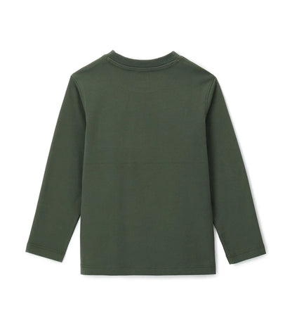 Μπλούζα με μακριά μανίκια από ζεστό βαμβάκι, ιδανική για casual και άνετη εμφάνιση. Διαθέτει μπροστινό τύπωμα και στρογγυλή λαιμόκοψη με ριμπ τελείωμα για μια μοντέρνα πινελιά.