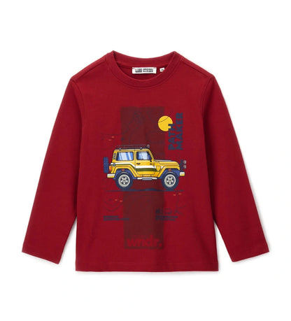 Μπλούζα με μακριά μανίκια από ζεστό βαμβάκι, ιδανική για casual και άνετη εμφάνιση. Διαθέτει μπροστινό τύπωμα και στρογγυλή λαιμόκοψη με ριμπ τελείωμα για μια μοντέρνα πινελιά.