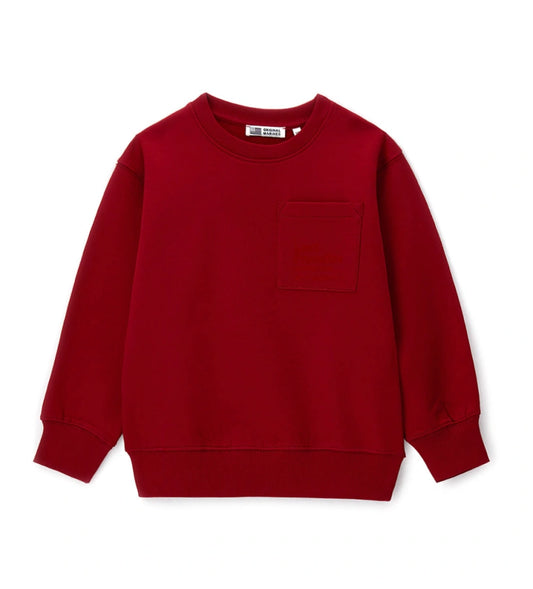 Ζεστό φούτερ από βαμβάκι, άνετο και κομψό. Διαθέτει στρογγυλή λαιμόκοψη, μπροστινή τσέπη, τονικό flock τύπωμα στο μπροστινό και πίσω μέρος και ριμπ τελειώματα για προσεγμένη εμφάνιση.