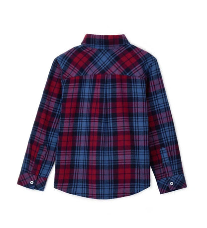 Πουκάμισο φανέλα με μακριά μανίκια από βαμβάκι βαμμένο στο νήμα. Τσέπη στο μπροστινό μέρος και άνοιγμα με κουμπιά, ιδανικό για casual και άνετες εμφανίσεις.