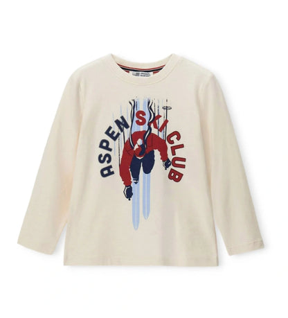 Μακρυμάνικη μπλούζα από βαμβάκι με στρογγυλή λαιμόκοψη ριμπ. Μαλακή και άνετη, διακοσμημένη με στάμπα για ένα καθημερινό και μοντέρνο στυλ.