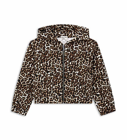 Βαμβακερό φούτερ με κουκούλα και μακριά μανίκια, ελαστικό τελείωμα και μανσέτες, μπροστινό κλείσιμο με φερμουάρ και υπερμοντέρνο animal print.