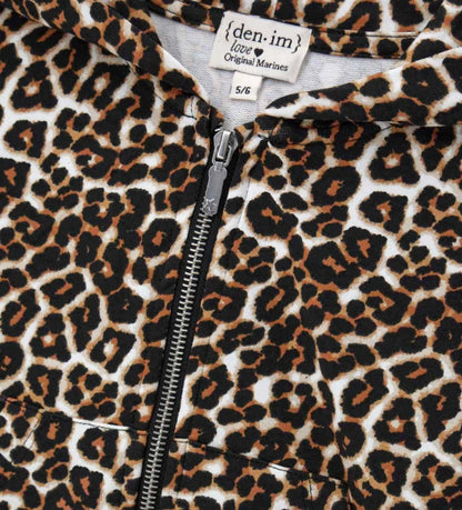 Βαμβακερό φούτερ με κουκούλα και μακριά μανίκια, ελαστικό τελείωμα και μανσέτες, μπροστινό κλείσιμο με φερμουάρ και υπερμοντέρνο animal print.