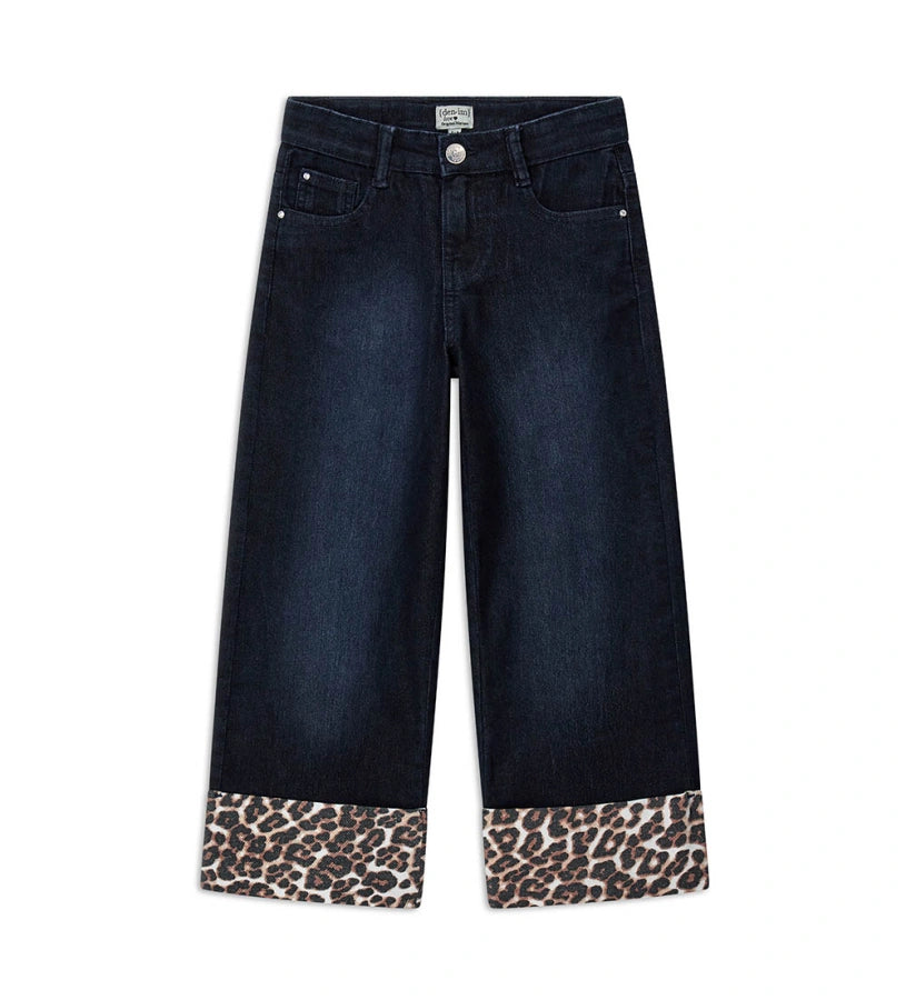 Original Marines Παντελόνι Denim με Leopard Μπατζάκι FF25