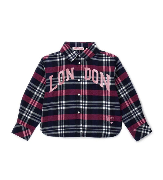 Πουκάμισο με εκλεπτυσμένο στυλ, κλασικό γιακά, καρό (tartan) τύπωμα, μακριά μανίκια, πρακτικό κλείσιμο με κουμπιά και τύπωμα με γκλίτερ στο μπροστινό μέρος που το κάνει ακαταμάχητο.