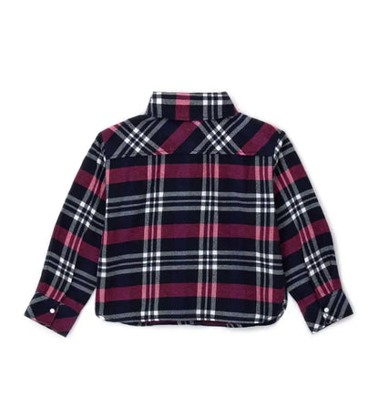 Πουκάμισο με εκλεπτυσμένο στυλ, κλασικό γιακά, καρό (tartan) τύπωμα, μακριά μανίκια, πρακτικό κλείσιμο με κουμπιά και τύπωμα με γκλίτερ στο μπροστινό μέρος που το κάνει ακαταμάχητο.