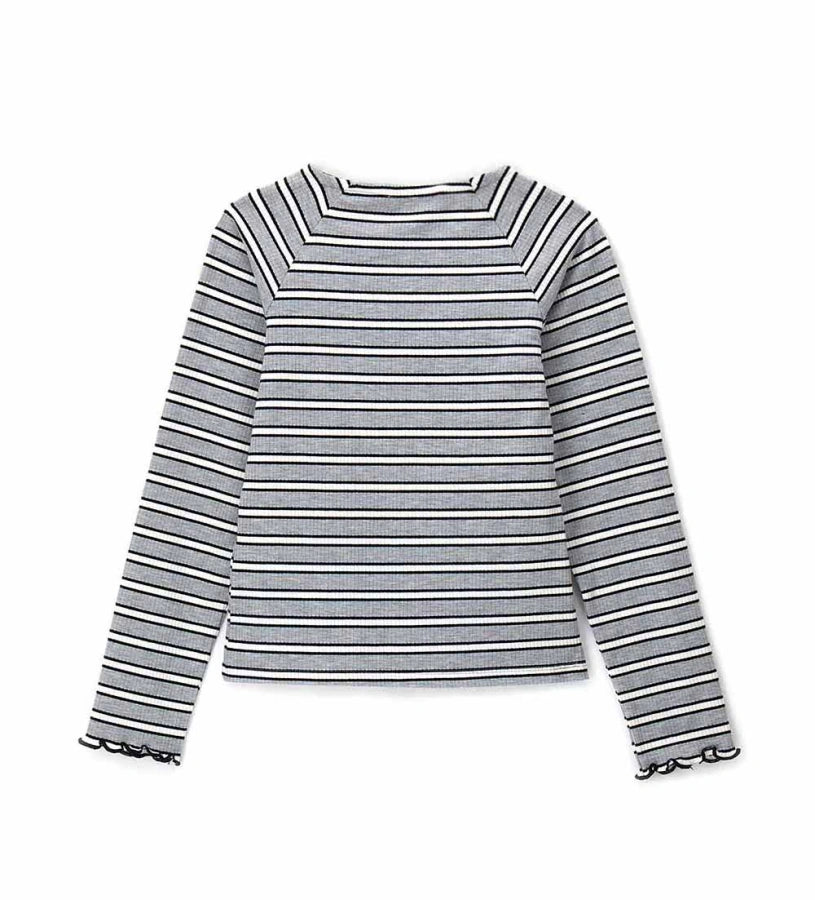 Ριγέ μπλούζα σε ριπ ύφανση με στρογγυλή λαιμόκοψη και άνετη εφαρμογή. Ένα casual και ευέλικτο κομμάτι.