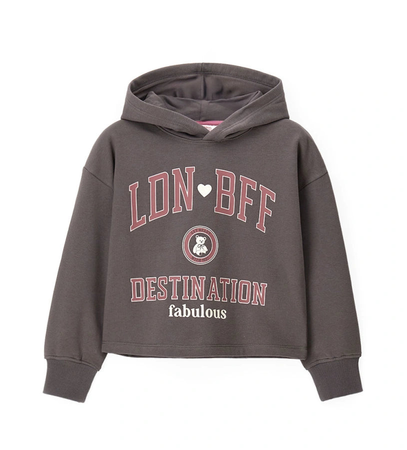 Βαμβακερή μπλούζα με κουκούλα και τύπωμα. Τα ριμπ τελειώματα προσθέτουν στυλ και άνεση για μια μοντέρνα εμφάνιση.