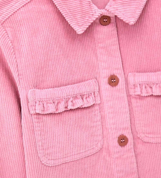 Πουκάμισο από βελουτέ ύφασμα (κορδέλα) με κλασικό γιακά και μακριά μανίκια. Οι μπροστινές τσέπες προσθέτουν μια λειτουργική και στιλάτη πινελιά.