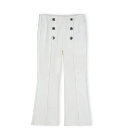 Παντελόνι από ύφασμα Milano με ελαστική μέση για άνετη εφαρμογή. Διακοσμημένα κουμπιά με λεπτομέρειες στο μπροστινό μέρος, ιδανικό για κάθε περίσταση.