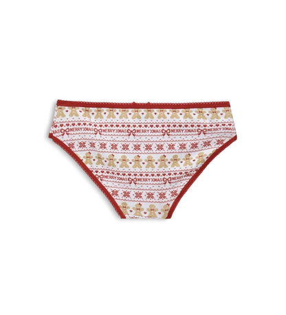 Βαμβακερό σλιπ με ελαστική μέση και χριστουγεννιάτικο μοτίβο allover. Διαθέτει ελαστικό και διακοσμητικό τελείωμα, ενώ ολοκληρώνεται με έναν μικρό σατέν φιόγκο στο μπροστινό μέρος για μια απαλή και κομψή πινελιά.