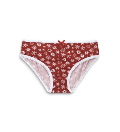 Βαμβακερό σλιπ με ελαστική μέση και χριστουγεννιάτικο σχέδιο allover. Με ελαστικό και διακοσμητικό τελείωμα, εμπλουτισμένο με μικρό σατέν φιόγκο στο μπροστινό μέρος για μια απαλή και κομψή πινελιά.