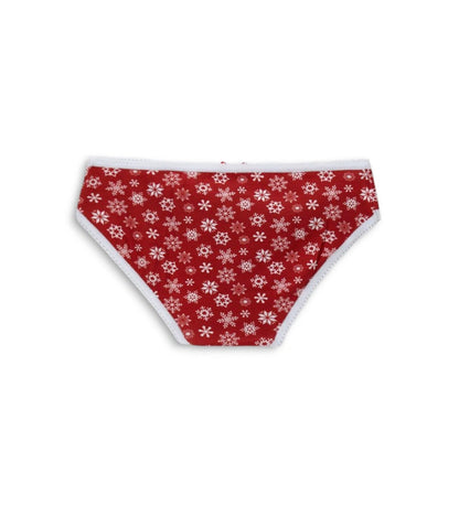 Βαμβακερό σλιπ με ελαστική μέση και χριστουγεννιάτικο σχέδιο allover. Με ελαστικό και διακοσμητικό τελείωμα, εμπλουτισμένο με μικρό σατέν φιόγκο στο μπροστινό μέρος για μια απαλή και κομψή πινελιά.