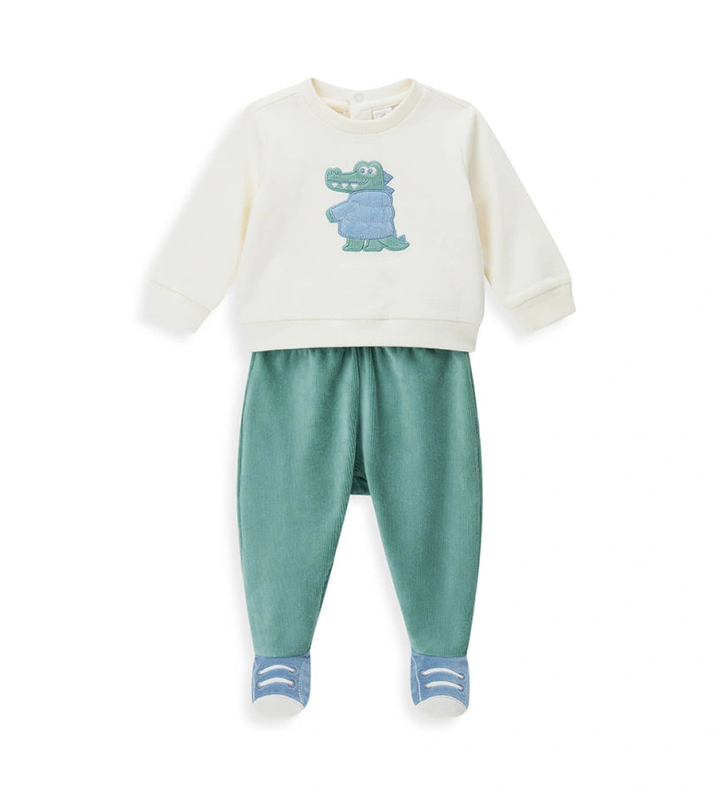 Original Marines Βρεφικό Φορμάκι Πράσινο με Κροκοδειλάκι FF25