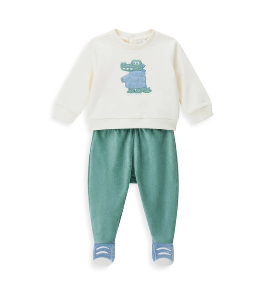 Original Marines Βρεφικό Φορμάκι Πράσινο με Κροκοδειλάκι FF25