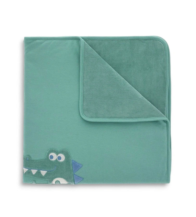 Original Marines Βρεφική Κουβερτούλα Πράσινη με Σκυλάκι και Κροκοδειλάκι FF25