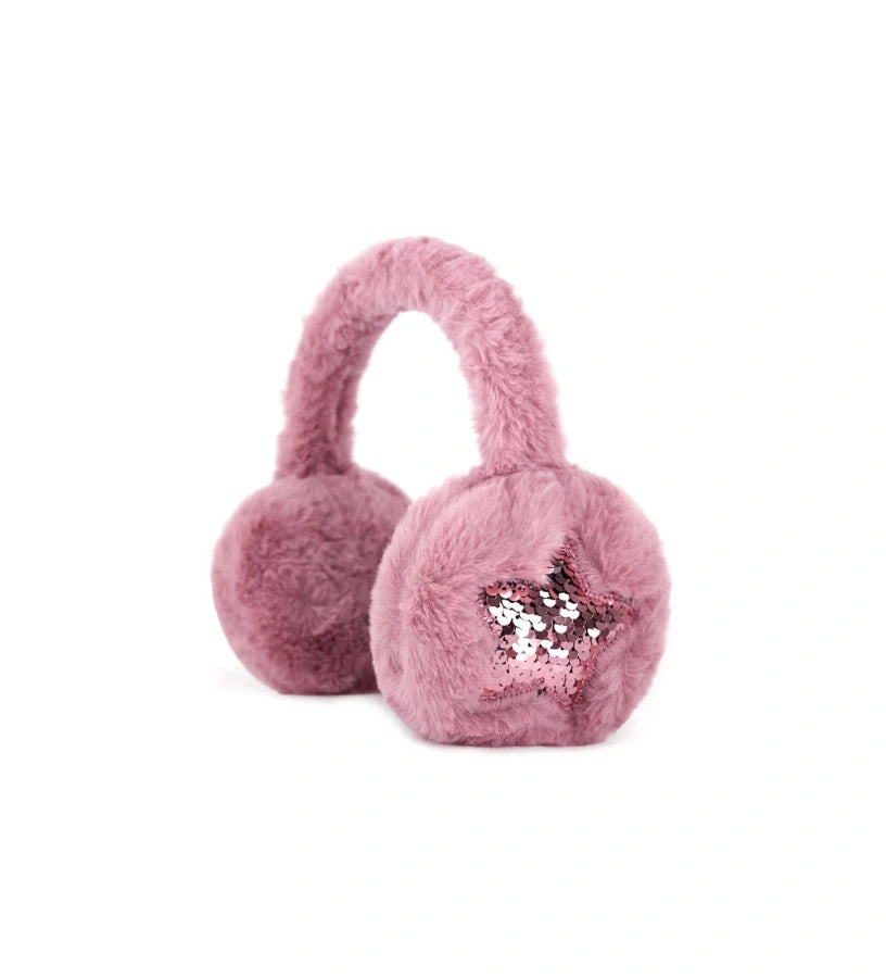 Ακουστικά earmuffs σε σχήμα αστεριού, διακοσμημένα με κεντημένο αστέρι από παγιέτες — ένα ζεστό και λαμπερό αξεσουάρ. Ιδανικό για να προσθέσει κομψότητα και λάμψη στις καθημερινές χειμερινές εμφανίσεις.