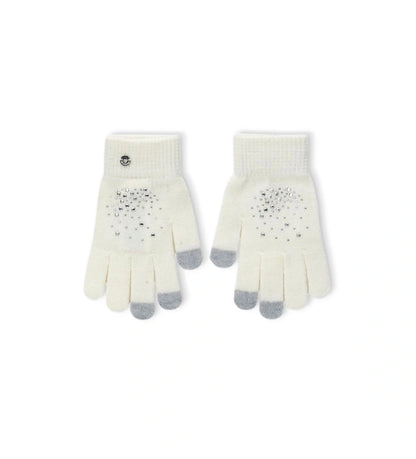 Μαγικά γάντια με τεχνολογία αφής, διακοσμημένα με στρας και χάντρες. Επιτρέπουν τη χρήση συσκευών αφής χωρίς να τα αφαιρείτε, προσφέροντας άνεση και στυλ στις κρύες μέρες.