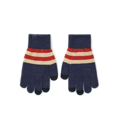 Ριγέ μαγικά γάντια αφής, ιδανικά για χρήση με κινητές συσκευές. Συνδυάζουν στυλ και λειτουργικότητα, διατηρώντας τα χέρια ζεστά ενώ χρησιμοποιείτε το κινητό ή το tablet σας. Ένα πρακτικό και μοντέρνο αξεσουάρ για τις κρύες μέρες του χειμώνα.