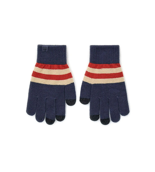 Ριγέ μαγικά γάντια αφής, ιδανικά για χρήση με κινητές συσκευές. Συνδυάζουν στυλ και λειτουργικότητα, διατηρώντας τα χέρια ζεστά ενώ χρησιμοποιείτε το κινητό ή το tablet σας. Ένα πρακτικό και μοντέρνο αξεσουάρ για τις κρύες μέρες του χειμώνα.