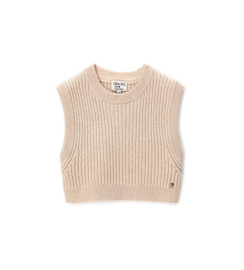 Γιλέκο μάλλινο, εμπλουτισμένο με νήμα lurex και ριμπ τελειώματα για ένα κομψό και λαμπερό στυλ.