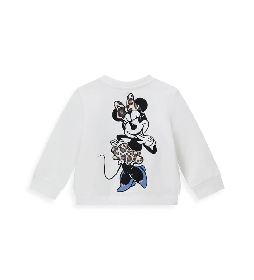 Φούτερ Disney Minnie με στρογγυλή λαιμόκοψη, από ελαστικό βαμβάκι, με μακριά μανίκια και ριμπ τελειώματα.
Διακοσμημένο με στάμπα Minnie με γκλίτερ και τρουκς μπροστά και πίσω, για λαμπερό και παιχνιδιάρικο στυλ. Για τα μεγέθη έως 2-3 ετών διαθέτει πρακτικό άνοιγμα με κουμπιά-σούστα για μεγαλύτερη ευκολία.