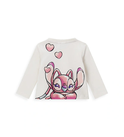 Μπλούζα Disney Stitch από ελαστικό βαμβάκι με στρογγυλή λαιμόκοψη, μακριά μανίκια και τύπωμα διακοσμημένο με στρας στο μπροστινό μέρος. Άνετη και λαμπερή.