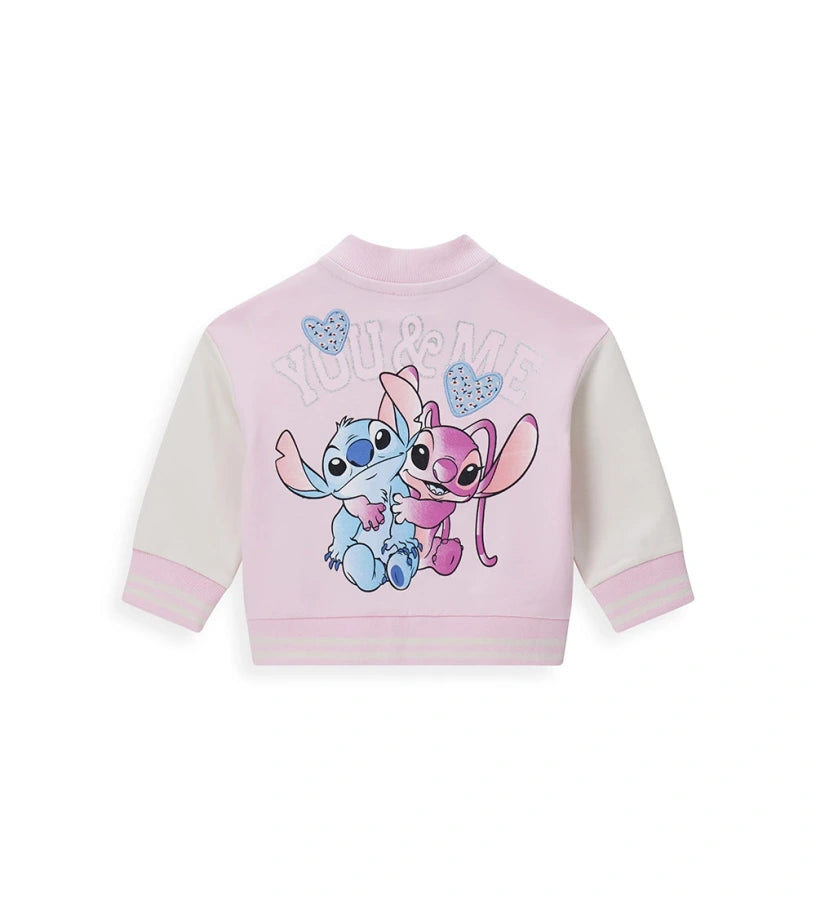 Σετ φόρμας Disney Stitch από ζεστό βαμβακερό φλις με μπουφάν με κουκούλα, φερμουάρ μπροστά, ριμπ τελειώματα, κονκάρδες και εφαρμογές, και παντελόνι με ελαστική μέση, σχέδια και ριμπ τελειώματα βαμμένα στο νήμα στους αστραγάλους.