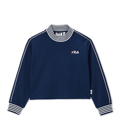 Crop φούτερ Fila από ελαστικό τεχνικό ύφασμα με ψηλό λαιμό, ριμπ τελείωμα, κεντημένο λογότυπο στο μπροστινό μέρος, απλικέ λεπτομέρεια στο πίσω μέρος και κεντημένη ετικέτα στο πλάι.