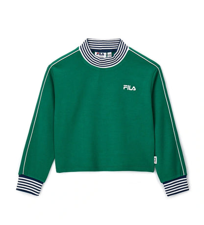 Crop φούτερ Fila από ελαστικό τεχνικό ύφασμα με ψηλό λαιμό, ριμπ τελείωμα, κεντημένο λογότυπο στο μπροστινό μέρος, απλικέ λεπτομέρεια στο πίσω μέρος και κεντημένη ετικέτα στο πλάι.