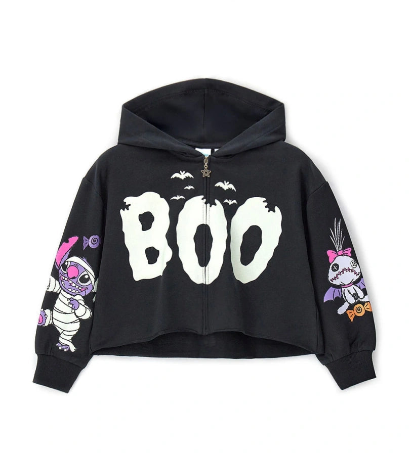 Φούτερ DISNEY-STITCH Halloween από ελαστικό βαμβάκι, με κουκούλα και φερμουάρ. Απαλό και άνετο, με ριμπ τελειώματα για casual εμφάνιση. Ιδανικό για κάθε θαυμαστή του Stitch!