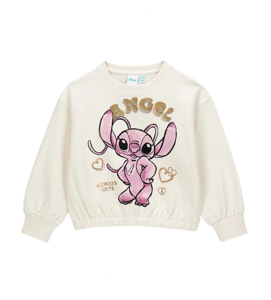 Παιδικό φούτερ Disney Stitch με τη Angel, από ελαστικό βαμβάκι με εσωτερική επένδυση από φλις για ζεστασιά και άνεση. Το σχέδιο με μακριά μανίκια και στρογγυλή λαιμόκοψη είναι διακοσμημένο με μπροστινό τύπωμα και γκλίτερ λεπτομέρειες, προσθέτοντας μια λαμπερή και χαριτωμένη πινελιά στις κοριτσίστικες εμφανίσεις.