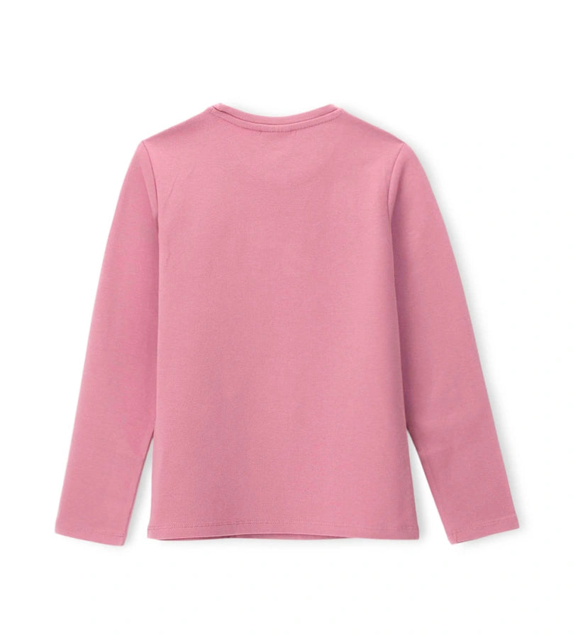 Παιδική μπλούζα *Barbie* από ελαστικό βαμβάκι με στρογγυλή λαιμόκοψη και μακριά μανίκια. Διακοσμημένη με γκλίτερ τύπωμα στο μπροστινό μέρος, προσφέρει μοντέρνο και πολύχρωμο στυλ. Ιδανική για κοριτσίστικες casual εμφανίσεις με άνεση και λάμψη.