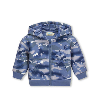 Μπροστινή όψη από την αγορίστικη ζακέτα neoprene Original Marines με κουκούλα και φερμουάρ για παιδιά 6 μηνών έως 5 ετών.