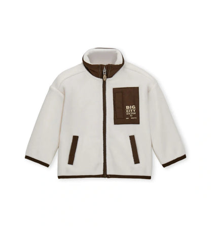 ζαχαρί αγορίστικη ζακέτα fleece Original Marines με καφέ τσέπη στήθους νάιλον