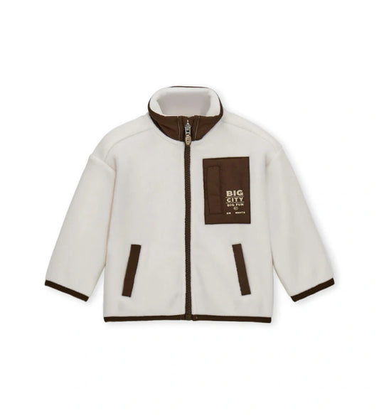 ζαχαρί αγορίστικη ζακέτα fleece Original Marines με καφέ τσέπη στήθους νάιλον