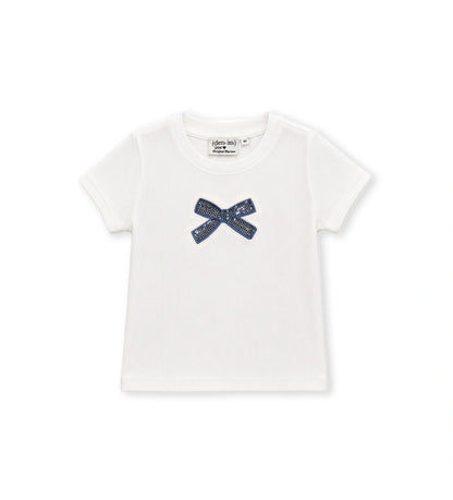 κοριτσίστικη off-white ριπ κοντομάνικη μπλούζα Original Marines με παγιέτες για κορίτσια 6 μηνών έως 5 ετών.