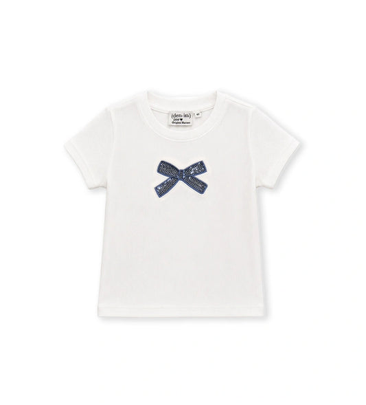 κοριτσίστικη off-white ριπ κοντομάνικη μπλούζα Original Marines με παγιέτες για κορίτσια 6 μηνών έως 5 ετών.