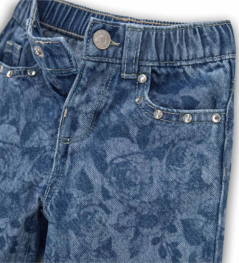 κοριτσίστικο τζιν παντελόνι wide-leg Original Marines με allover print για κορίτσια 6 μηνών έως 5 ετών.