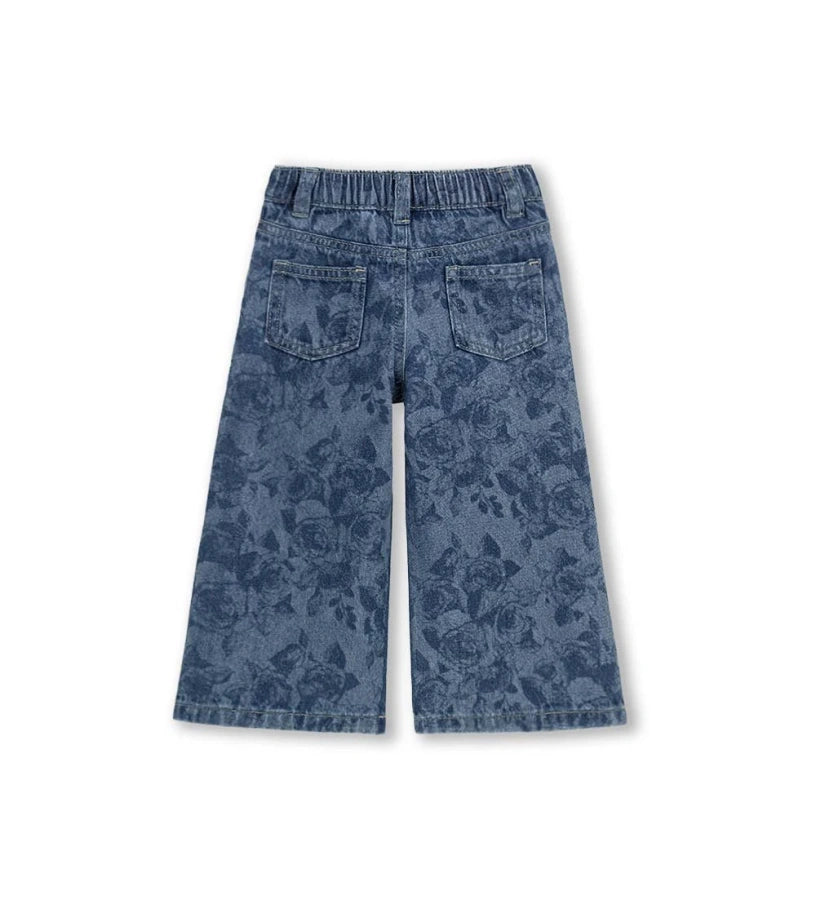 κοριτσίστικο τζιν παντελόνι wide-leg Original Marines με allover print για κορίτσια 6 μηνών έως 5 ετών.