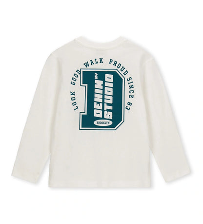 αγορίστικη off-white βαμβακερή μακρυμάνικη μπλούζα Original Marines για αγόρια 5 έως 14 ετών.