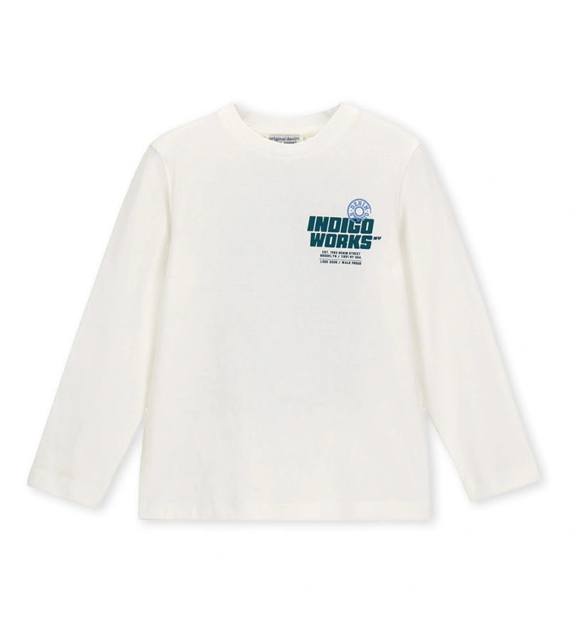αγορίστικη off-white βαμβακερή μακρυμάνικη μπλούζα Original Marines για αγόρια 5 έως 14 ετών.