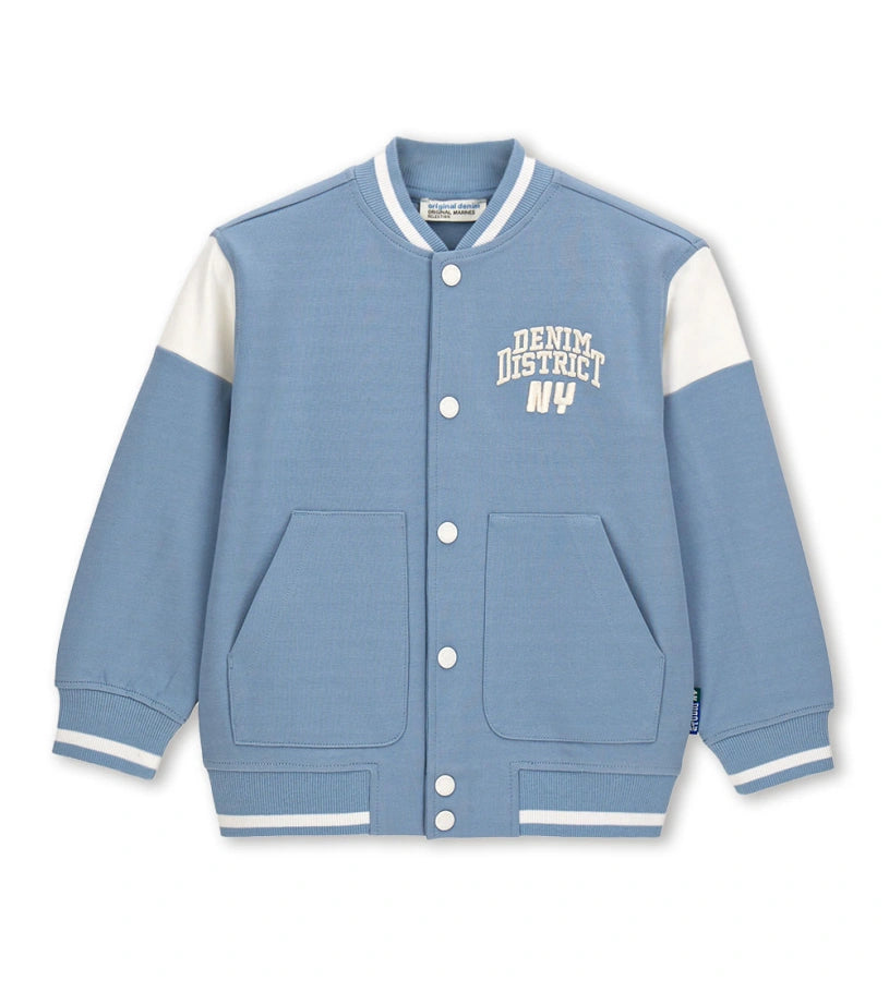 Γαλάζιο παιδικό bomber jacket Original Marines με λευκές λεπτομέρειες και τύπωμα "DENIM DISTRICT NY" στο στήθος, για αγόρια 5-14 ετών.