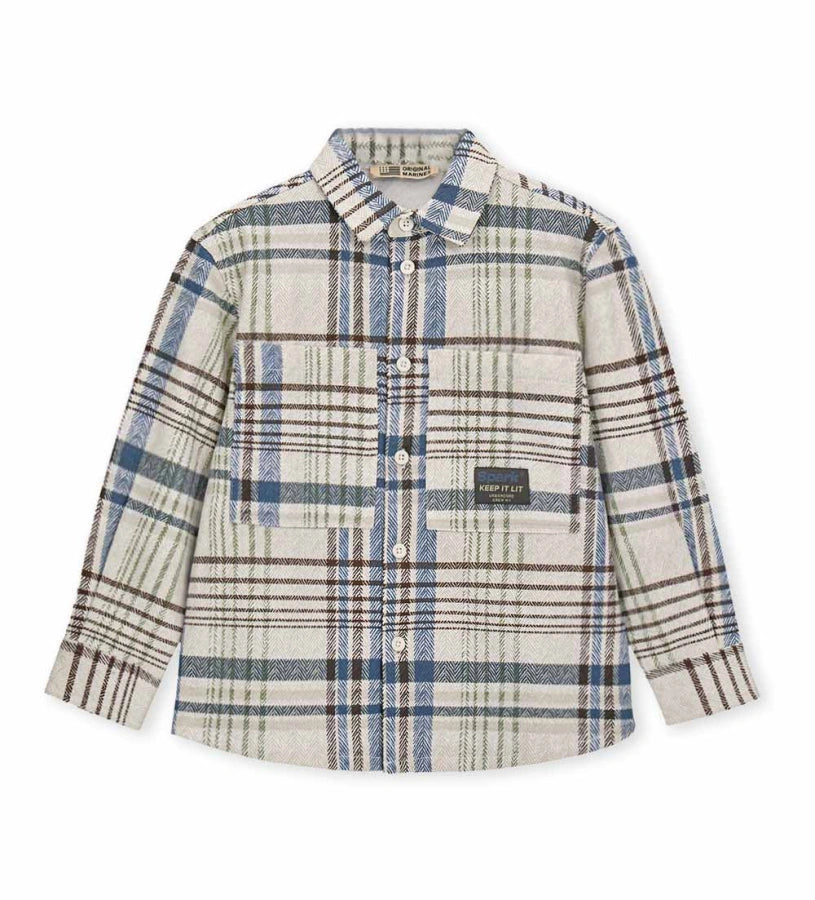 μπεζ καρό αγορίστικο πουκάμισο overshirt Original Marines με τσέπες στο στήθος.