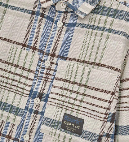 μπεζ καρό αγορίστικο πουκάμισο overshirt Original Marines με τσέπες στο στήθος.