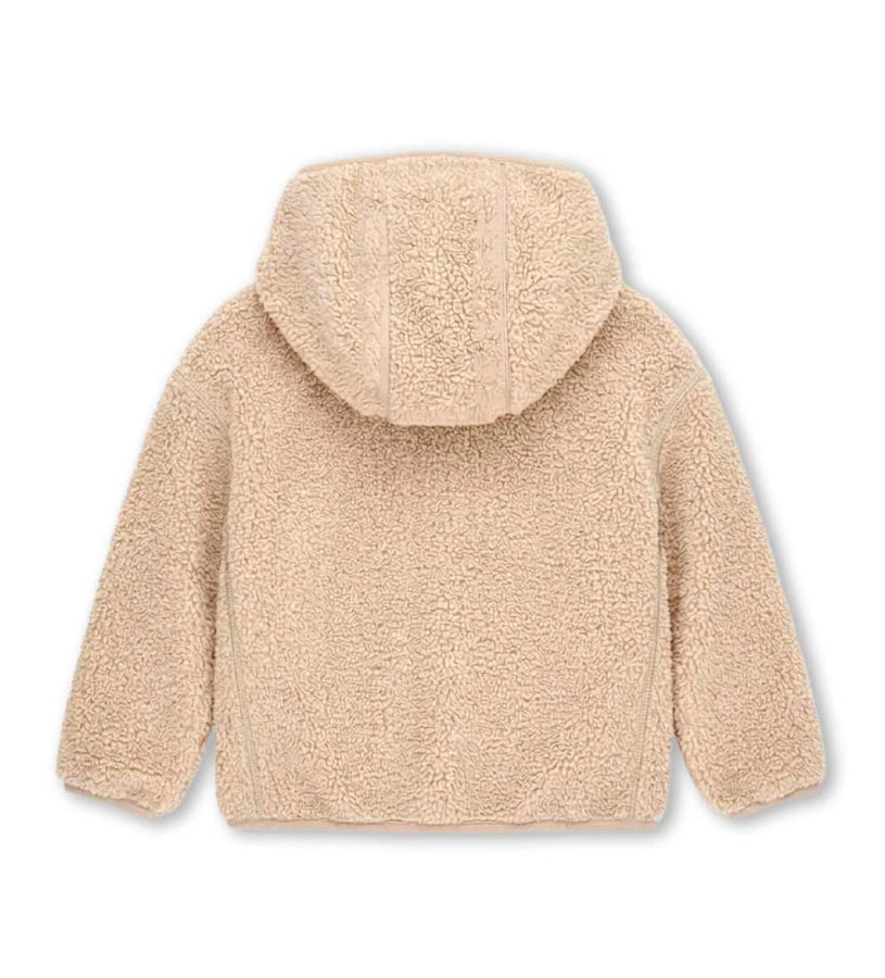 μπεζ αγορίστικη ζακέτα faux fur Original Marines με κουκούλα και τσέπη στο στήθος.
