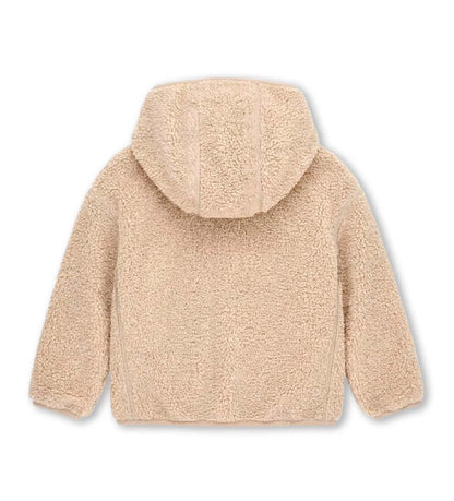 μπεζ αγορίστικη ζακέτα faux fur Original Marines με κουκούλα και τσέπη στο στήθος.
