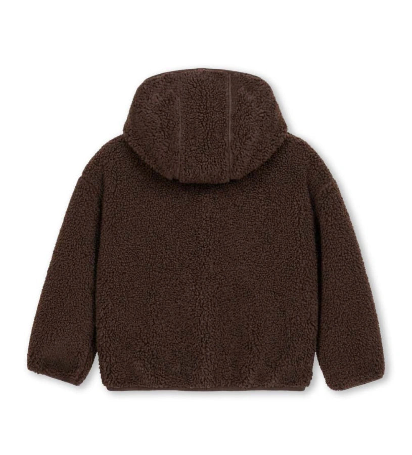 σκούρα καφέ αγορίστικη ζακέτα faux fur Original Marines με κουκούλα και υφασμάτινη τσέπη.
