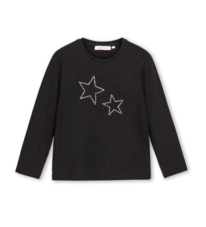κοριτσίστικη μαύρη μακρυμάνικη μπλούζα Original Marines με σχέδιο αστέρια από στρας.
